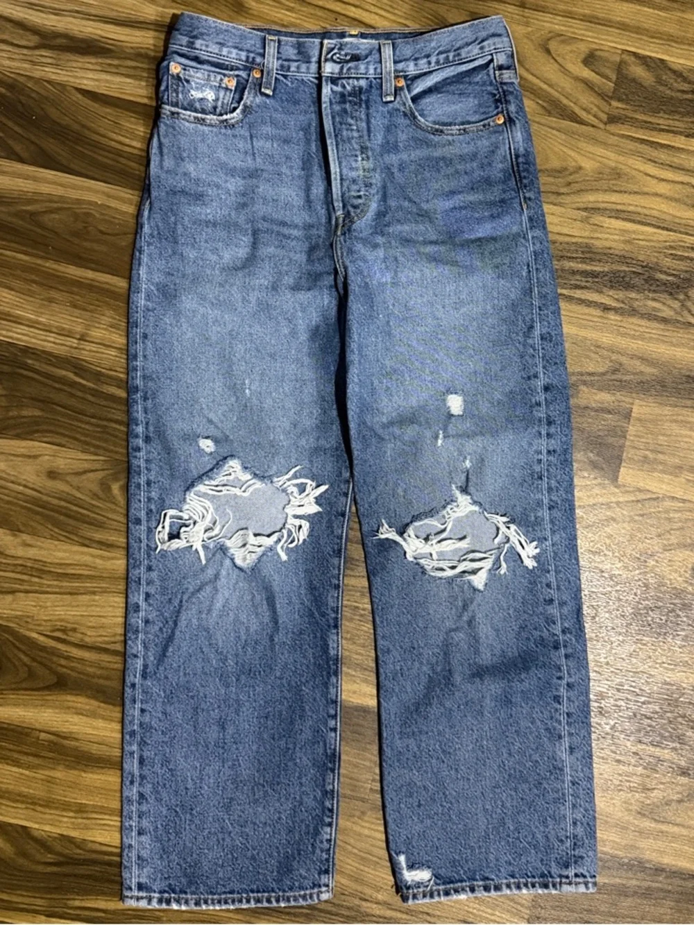 Levi's Distressed Blue Relaxed Fit Jeans